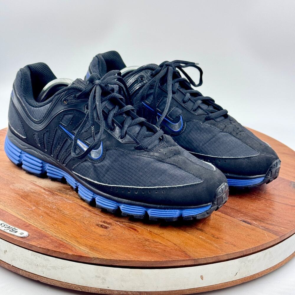 NIKE Dual Fusion ST 2 Mens Size 11 Black Blue Running Shoes 431997-004 EXCELLENT